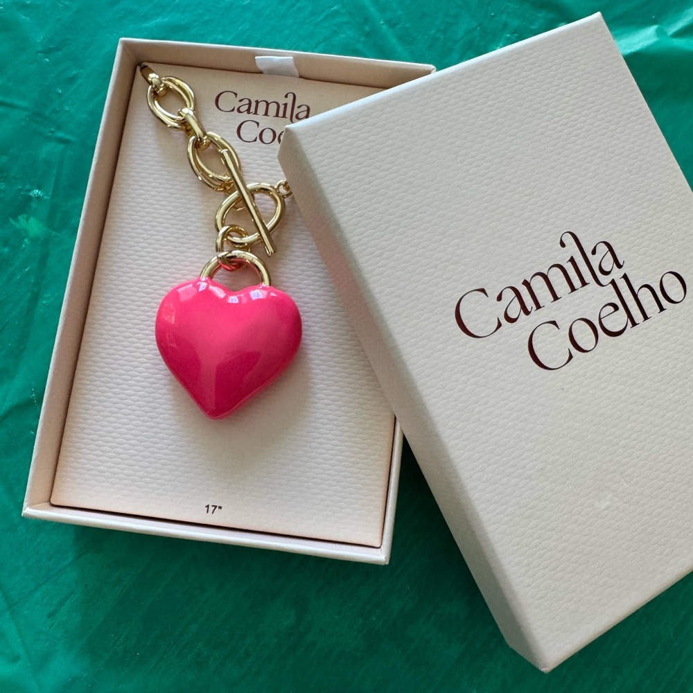 Camila Coelho Pink puffy Heart Charm necklace! GET IN ON THE TREND( for less $!)